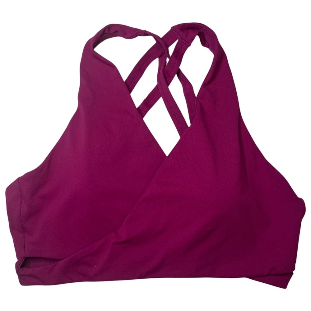 Fabletics Magenta Wrap Front Sports Bra Criss Cross Back‎ Sz 1X Medium Support